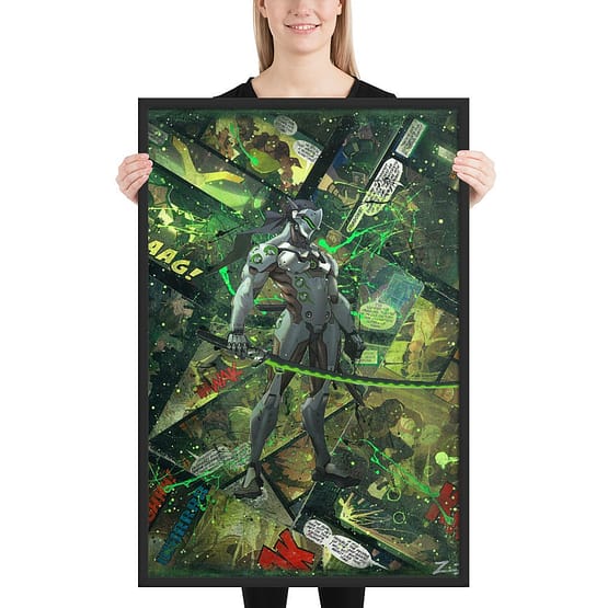 Genji – Overwatch Comic Canvas Framed Reproduction Print