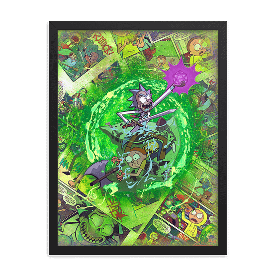 Rick and Morty – Dungeons & Dragons Comic Canvas Framed Reproduction Print