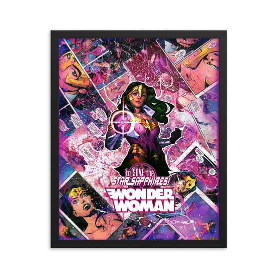 Wonder Woman Comic Canvas Framed Reproduction Print