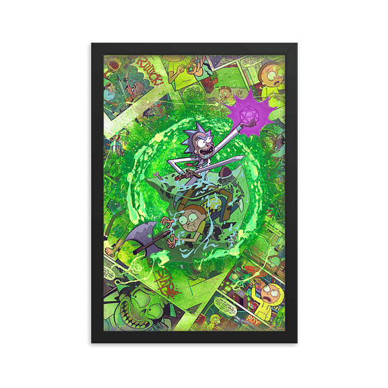 Rick and Morty – Dungeons & Dragons Comic Canvas Framed Reproduction Print