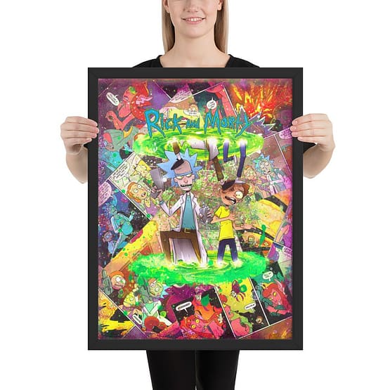 Rick and Morty Comic Canvas Framed Reproduction Print