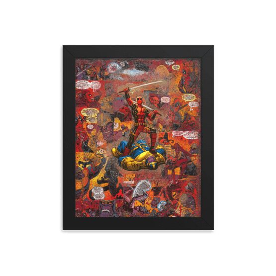 Deadpool Versus Thanos Comic Canvas Framed Reproduction Print