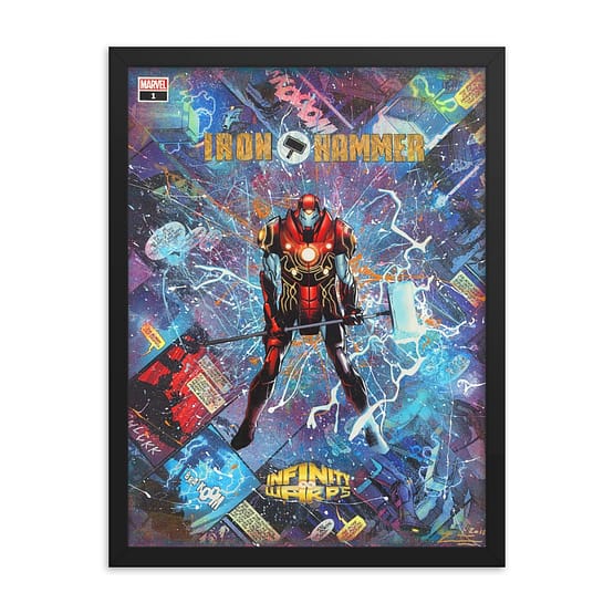 Iron Hammer – Marvel Infinity Warps – Iron Man x Thor Comic Canvas Framed Reproduction Print