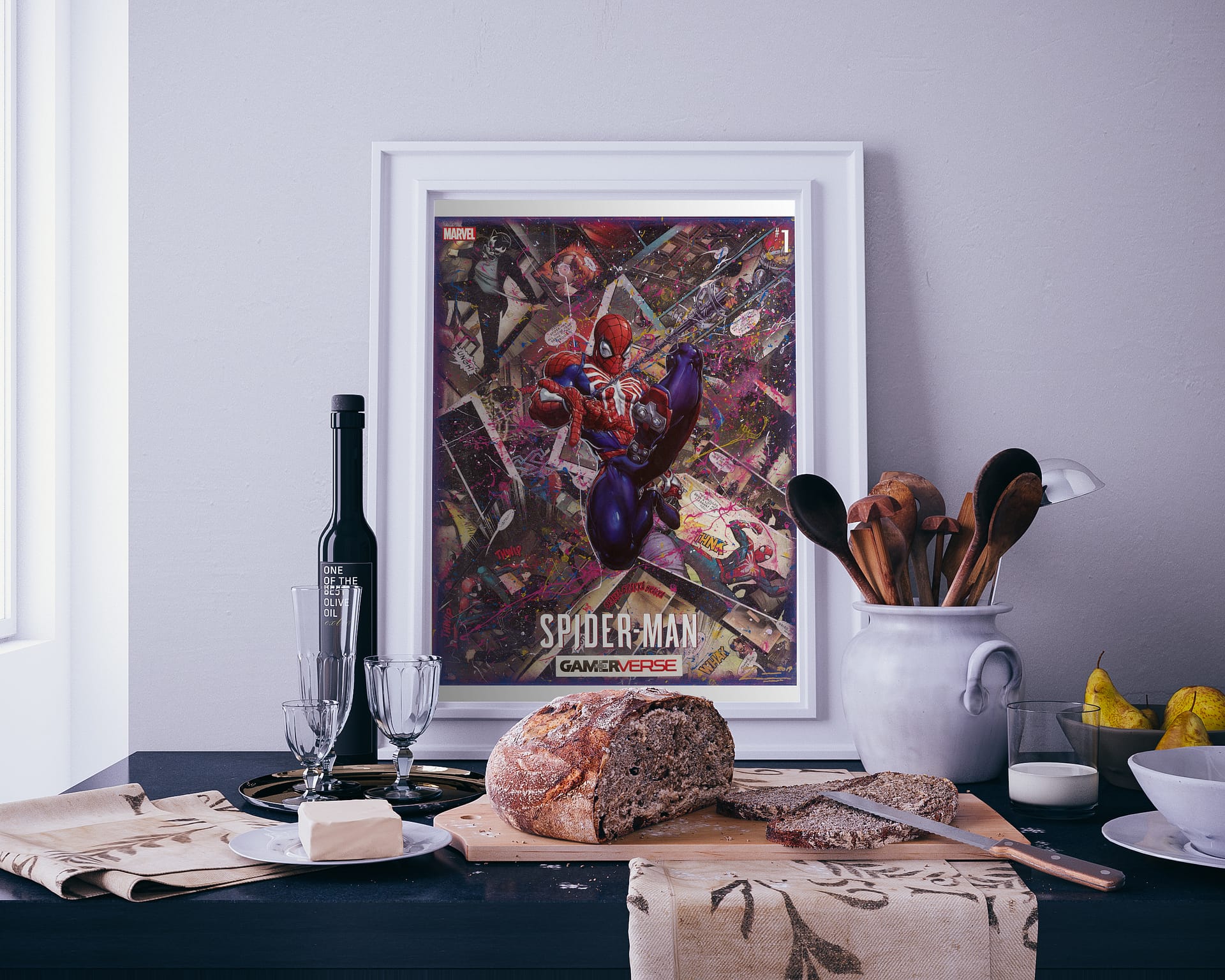 Spiderman-PS4-Kitchen-Bread-Mockup